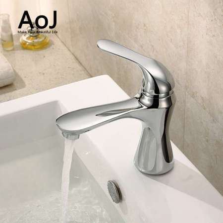 Sanitary ware chrome plated Modern Design Bathroom Wash Basin Mixer brass basin faucet with single lever